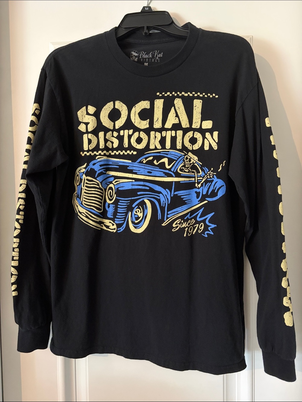 Social Distortion Black Graphic Long-Sleeve Tee - Black/Blue Skelly Car size M